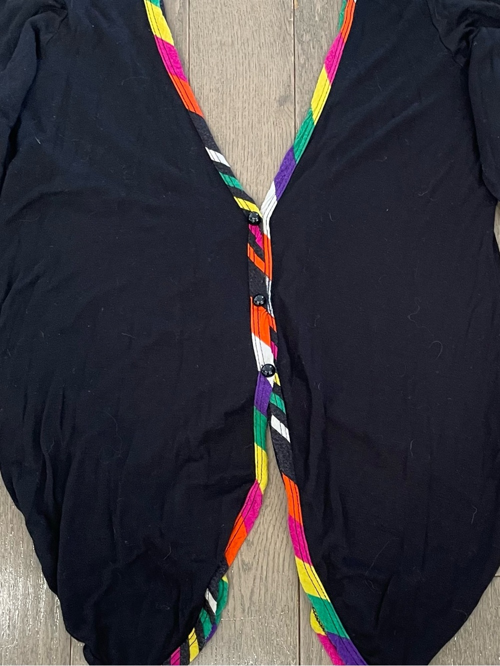 Vintage Rainbow Trim Convertible Open Back Cardigan Top One size fits most. - Picture 7 of 13